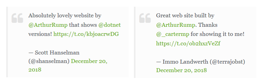 Two embedded tweets formatted with standard blockquote styling